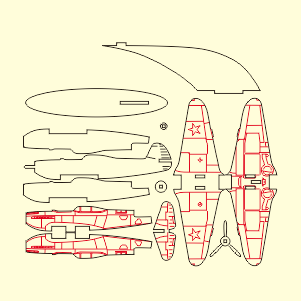 图片[2]-激光切割图纸激光雕刻模板-雅克-9战斗机（英文：Yak-9 Fighter） 战斗机3D木质拼接-激光打标雕刻切割资源站