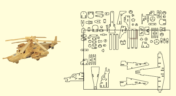 图片[2]-激光切割图纸激光雕刻模板-3D直升机木质拼图创客-激光打标雕刻切割资源站